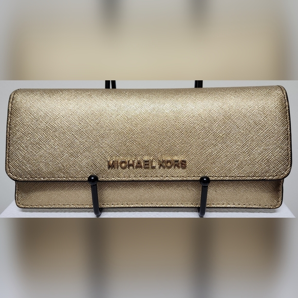 MICHAEL KORS Metallic Gold Saffiano Leather Wallet EUC - Picture 1 of 13